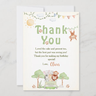 Cartão De Agradecimento Wild One Safari Photo Boy Birthday Thank You Card