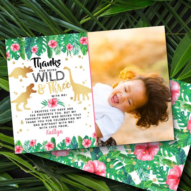 Cartão De Agradecimento Wild & Três Girls Dinossaur Terceira Foto de Anive (Criador carregado)