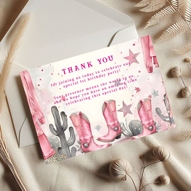 Cartão De Agradecimento Wild West 1st Rodeo Birthday (Criador carregado)