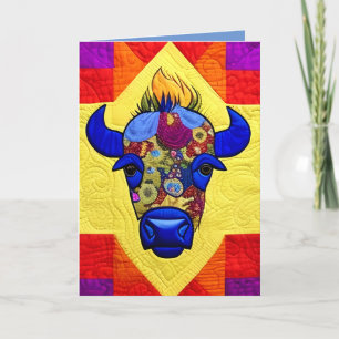 Cartão De Agradecimento Wild West Bison Quilt Like Design