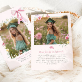 Cartão De Agradecimento Wildflower Bow Graduation Photo