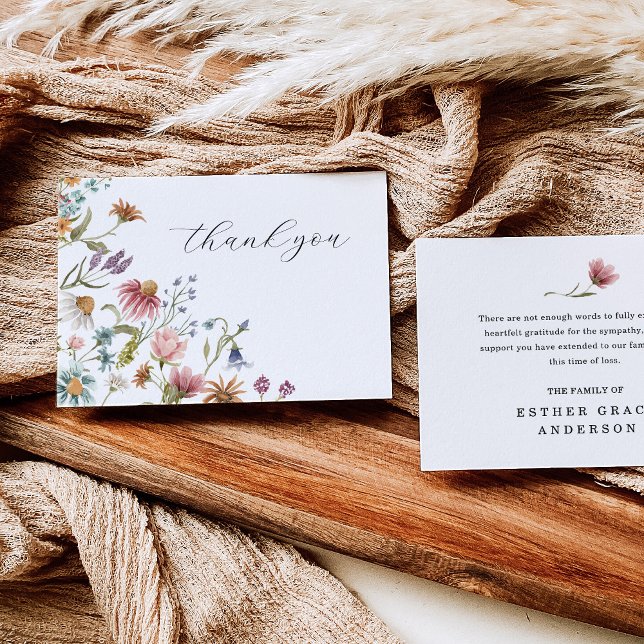 Cartão De Agradecimento Wildflower Celebration of Life Funeral Thank You (Criador carregado)