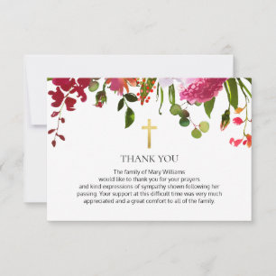 Cartão De Agradecimento Wildflower Christian Memorial Funeral Obrigado