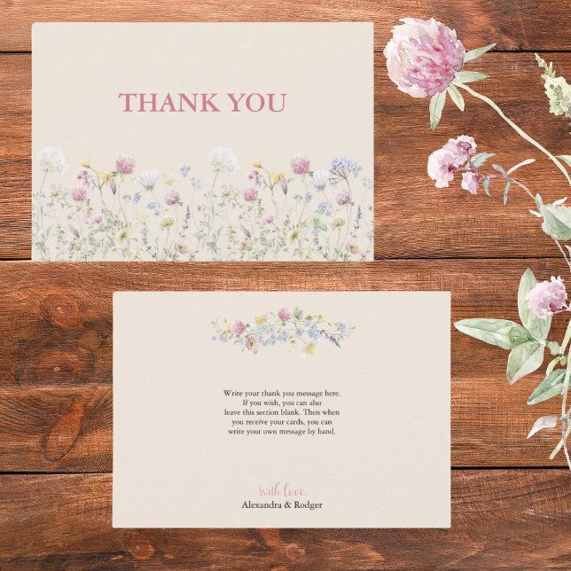 Cartão De Agradecimento Wildflower Couples Baby Shower Flat Thank You Card (Criador carregado)