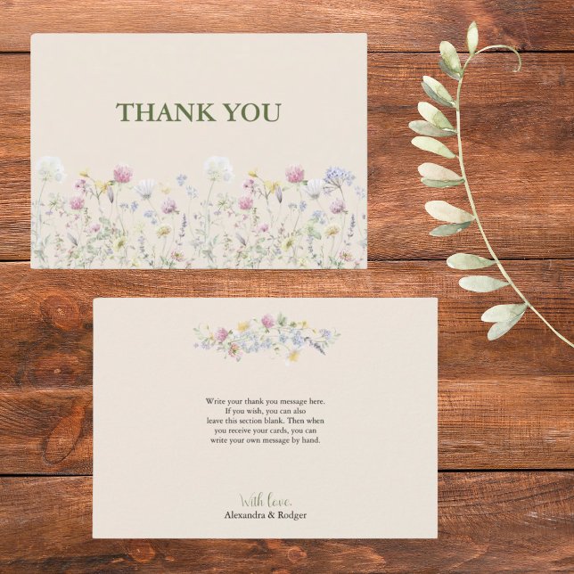 Cartão De Agradecimento Wildflower Couples Baby Shower Flat Thank You Card (Criador carregado)