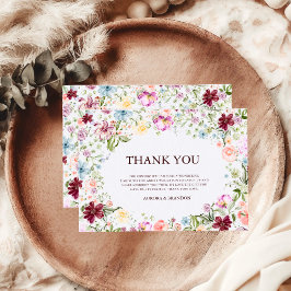 Cartão De Agradecimento Wildflower Garden Floral Wedding Thank You Card