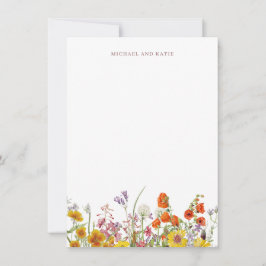 Cartão De Agradecimento Wildflower Obrigado Nota Papel de Carta