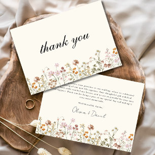 Cartão De Agradecimento Wildflower Terracotta Beige Boho Weding