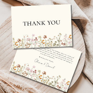 Cartão De Agradecimento Wildflower Terracotta Beige Boho Weding