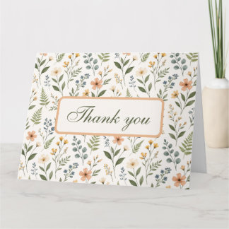 Cartão De Agradecimento Wildflowers in Neutral Colors