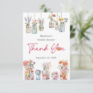 Cartão De Agradecimento Wildly In Love Wildflower Watercolor Bridal Shower