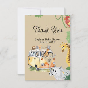 Cartão De Agradecimento Wilels Safari Animal Camper Van Chá de fraldas