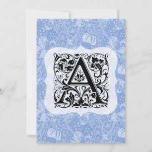 Cartão De Agradecimento William Morris Alphabet Ouro Lily Blue
