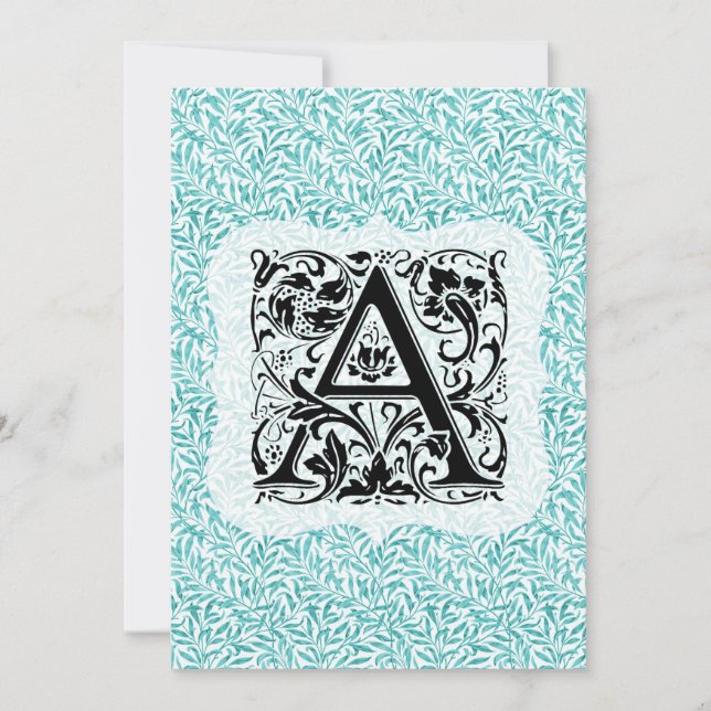Cartão De Agradecimento William Morris Alphabet Willow Bough Aqua Teal (Frente)