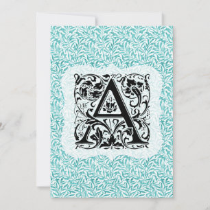 Cartão De Agradecimento William Morris Alphabet Willow Bough Aqua Teal