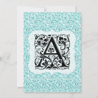 Cartão De Agradecimento William Morris Alphabet Willow Bough Aqua Teal
