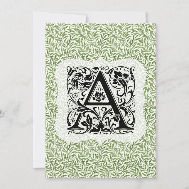 Cartão De Agradecimento William Morris Alphabet Willow Bough Green (Frente)