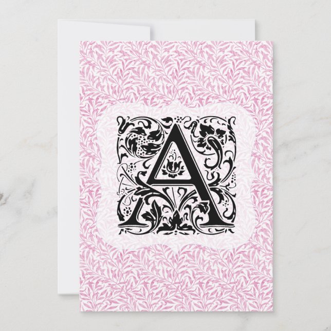 Cartão De Agradecimento William Morris Alphabet Willow Bough Pink (Frente)