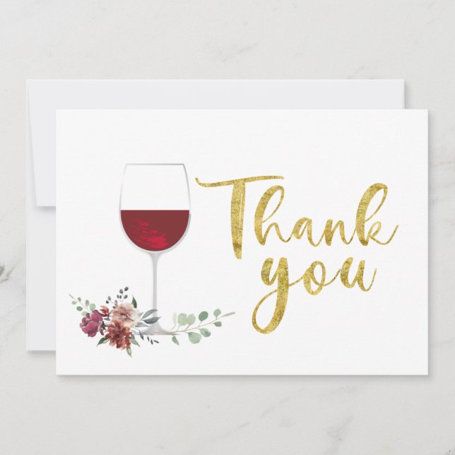 Cartão De Agradecimento wine gold Thank You Card (Frente)