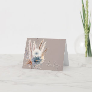 Cartão De Agradecimento Winter Boho Floral Wedding   Bege