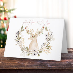 Cartão De Agradecimento Winter Deer Wreath