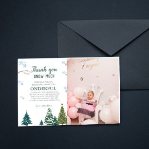 Cartão De Agradecimento Winter onderland Snowflake Obrigado Aniversário