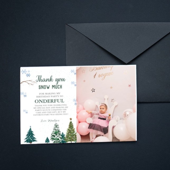 Cartão De Agradecimento Winter onderland Snowflake Obrigado Aniversário (Criador carregado)