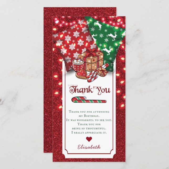 Cartão De Agradecimento Winter Sleepover Birthday Personalizado (Frente/Verso)