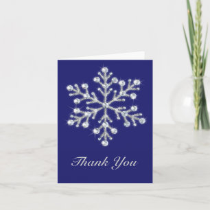 Cartão De Agradecimento Winter Snowflake Thank You Card indigo
