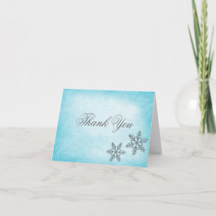 Cartão De Agradecimento Winter Sparkle Snowflakes Teal Obrigado