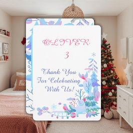 Cartão De Agradecimento Winter Wonderland Thank You Card, Snowman Forest