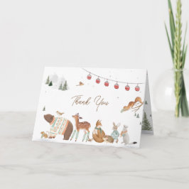 Cartão De Agradecimento Winter Woodland Animals Forest Baby Shower