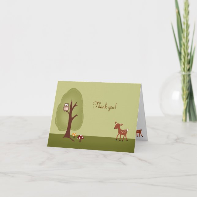 Cartão De Agradecimento WODLAND Forest Deer Dobrou Obrigado (Frente)
