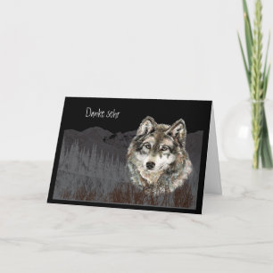 Cartão De Agradecimento Wolf Watercolor Danke sehr Alemão