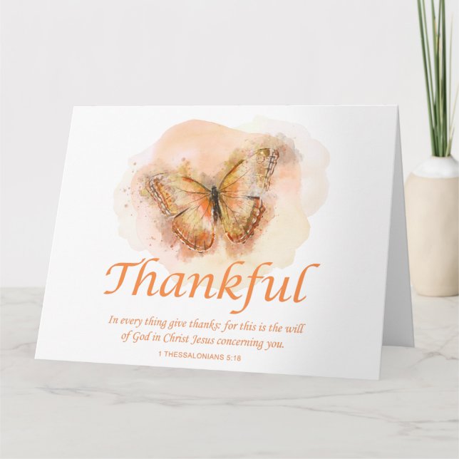 Cartão De Agradecimento Women’s Christian Butterfly Bible Verse: Thankful  (Frente)