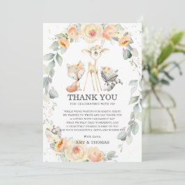 Cartão De Agradecimento Woodland Animal Yellow Floral Greenerescer Chá de 