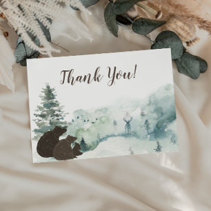 Cartão De Agradecimento Woodland Bear Obrigado Mamma & Pappa