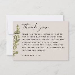 Cartão De Agradecimento Woodland Botanical Wedding | Elegant Forest Fern