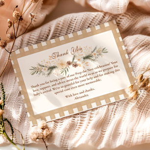 Cartão De Agradecimento Woodland Chá de fraldas Gingham