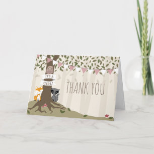 Cartão De Agradecimento Woodland Creatures Girl Baby Shower Thank You Card