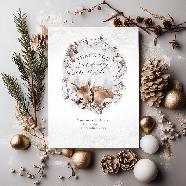 Cartão De Agradecimento Woodland Deer Cold fora do Chá de fraldas de inver (Criador carregado)