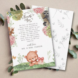 Cartão De Agradecimento Woodland ForEast Cute Bear Animal Chá de fraldas