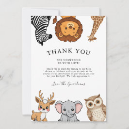 Cartão De Agradecimento Woodland Forest Animals Baby Shower