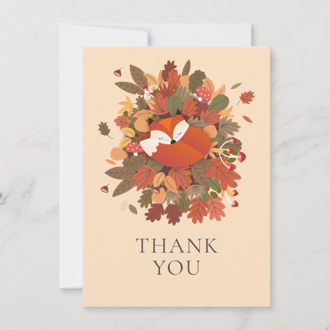 Cartão De Agradecimento Woodland Fox Cub Obrigado (Frente)