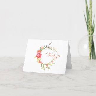Cartão De Agradecimento Wreath de Jardim de Aquarela
