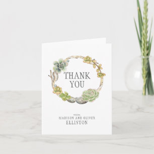 Cartão De Agradecimento Wreath of Succulents, Twigs and Stones Thank You