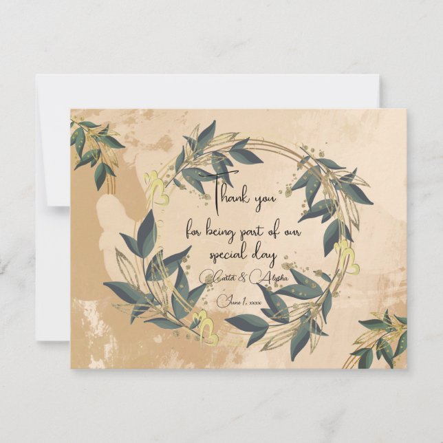 Cartão De Agradecimento Wreath Olive Personalizada (Frente)