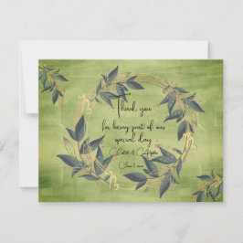 Cartão De Agradecimento Wreath Olive Personalizada