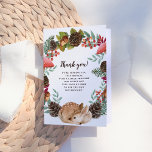 Cartão De Agradecimento Wreath Woodland Deer Chá de fraldas Obrigado<br><div class="desc">Um cartão de obrigado para corresponder aos nossos convites "Wreath de inverno & Baby Deer Woodland Chá de fraldas". Este design apresenta uma bela coroa pintada manualmente de cogumelos selvagens, pínus cones, bolotas e morangos vermelhos, com um cervo enrolado no fundo do cartão. Dentro a coroa, há uma mensagem obrigado...</div>