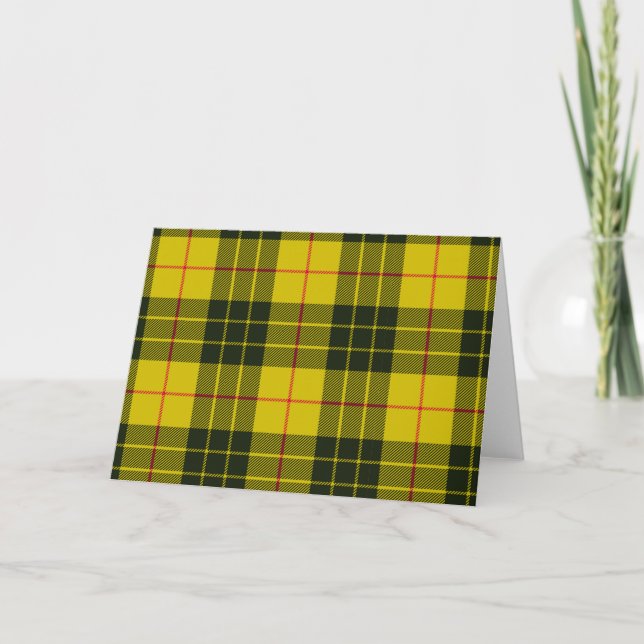 Cartão De Agradecimento Xadrez amarela Tartan (Frente)